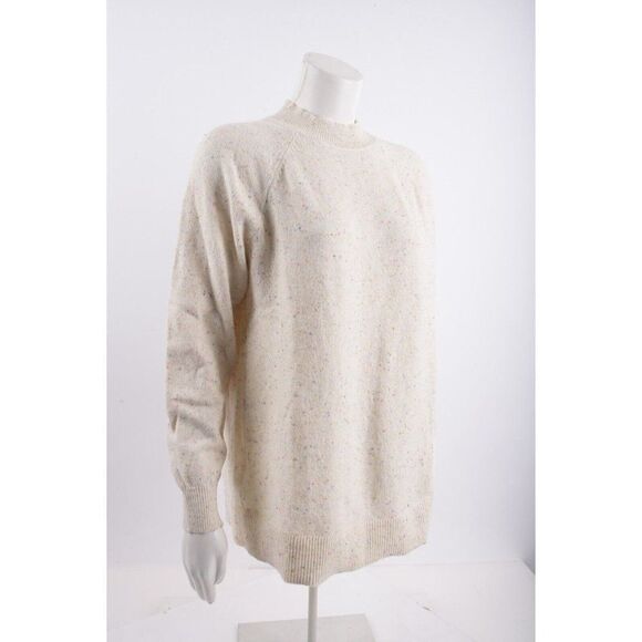 Loft Womens Knit Sweater LP Large Petite Multi-Color Specks Ecru Ivory Mock Neck - Picture 2 of 6